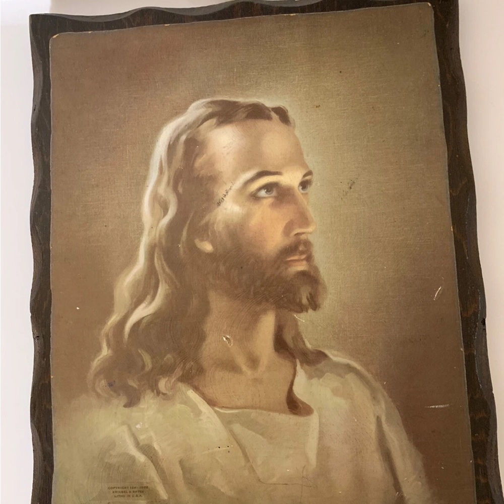 Jesus Kriebel &‎ Bates lithograph by Warner Sallman Religious Painting Art USA